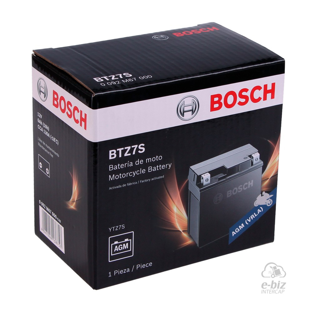 [Bosch] Batería BTZ7S 250 YFM90 BMW G 450 08-11 || Honda PCX 150 18-19 || KTM EXC 530 2011, SX-F 450 16-24 || Kawasaki ZX-10R Ninja 04-19 || Yamaha WR F 450 03-24