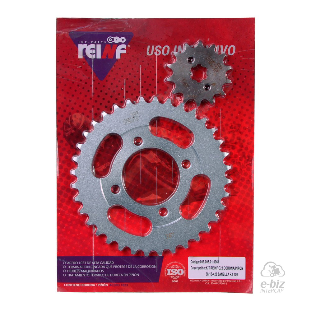 [REINF] Kit de transmisión C23 Corona Piñon 38 15-428 RX 150 Cerro CE Hunter VC
