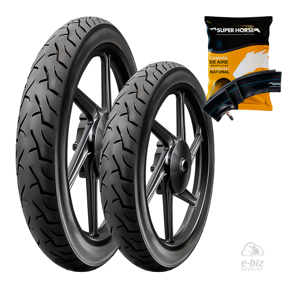 [DURTEC TIRES] Jgo de Cubiertas + Jgo de Camaras (2.50x17") UB-2305 Spider Horse Gilera Smash 110 20-23 || Mondial LD 110 2021