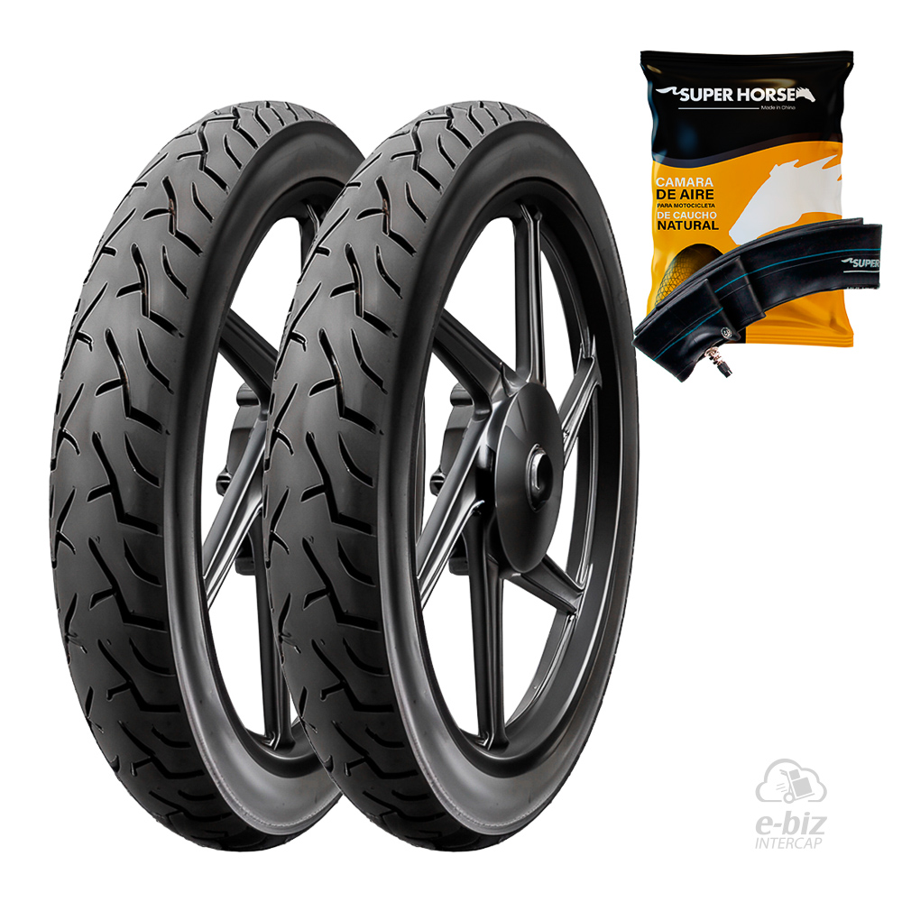 [DURTEC TIRES] Jgo de Cubiertas + Jgo de Camaras (2.50x17") UB-2305 Spider 2.75- Horse Yamaha Crypton T 105 2002, New Crypton 110 12-24
