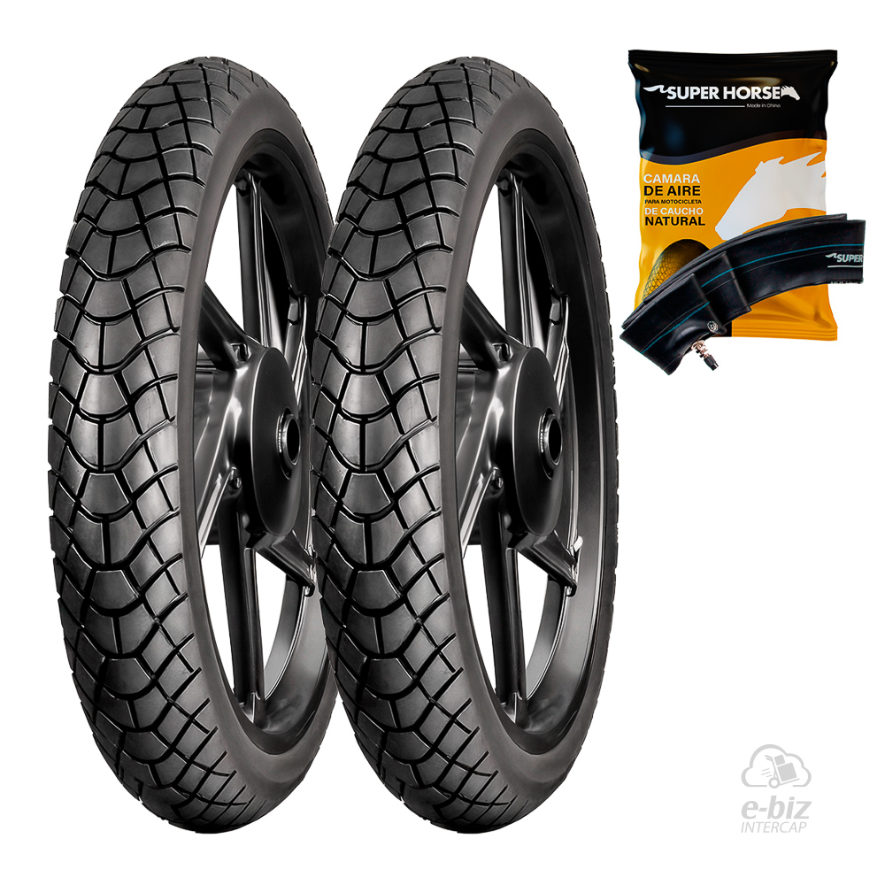 [DURTEC TIRES] Jgo de Cubiertas + Jgo de Camaras (2.75x18") UB-311 3.00- Horse Honda CG 150 04-24, CG Titan 125 00-01, CG Titan NEW 150 14-19, Storm 125 07-12 || Yamaha YBR 125 00-24, YBR ED 125 12-23… (+1 marca · 1 modelo)