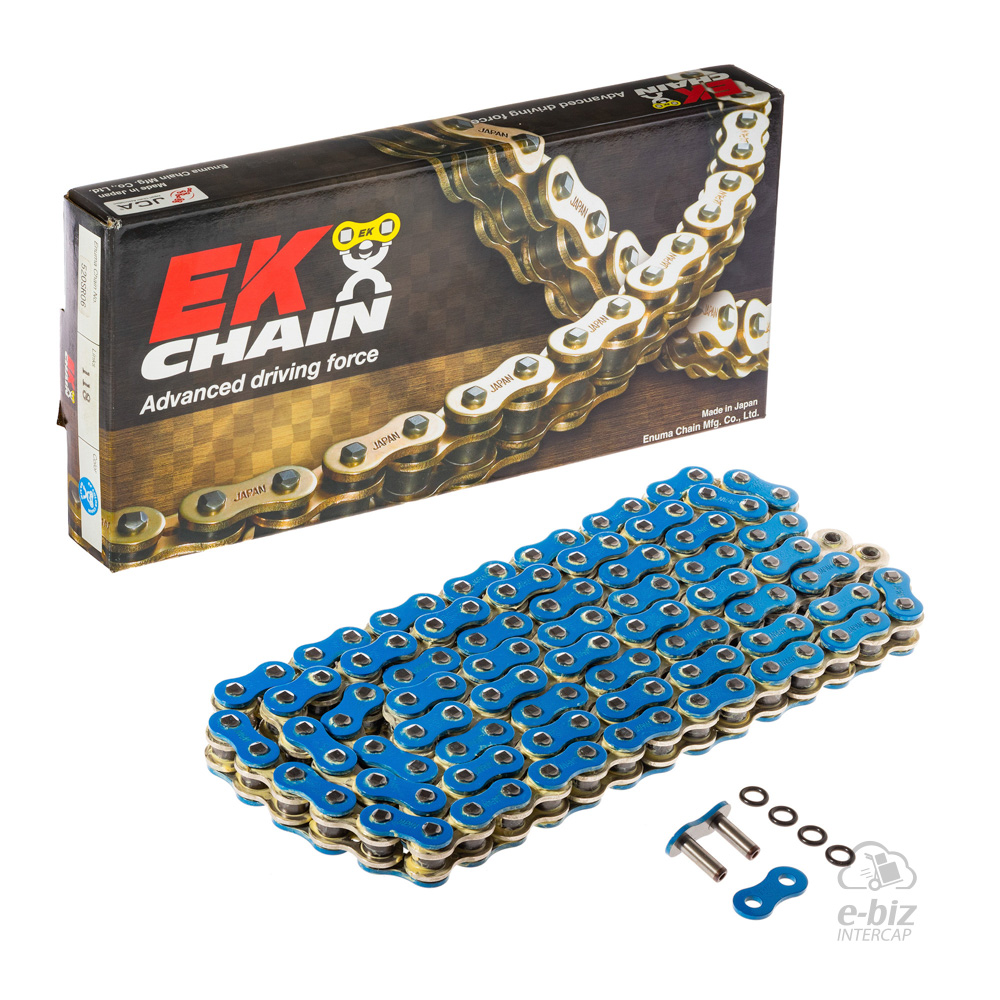 [Ek Chain] Cadena de transmision [Color: Azul] (O-Ring) O-Ring 520-118 MLJ | (8000 lbs)