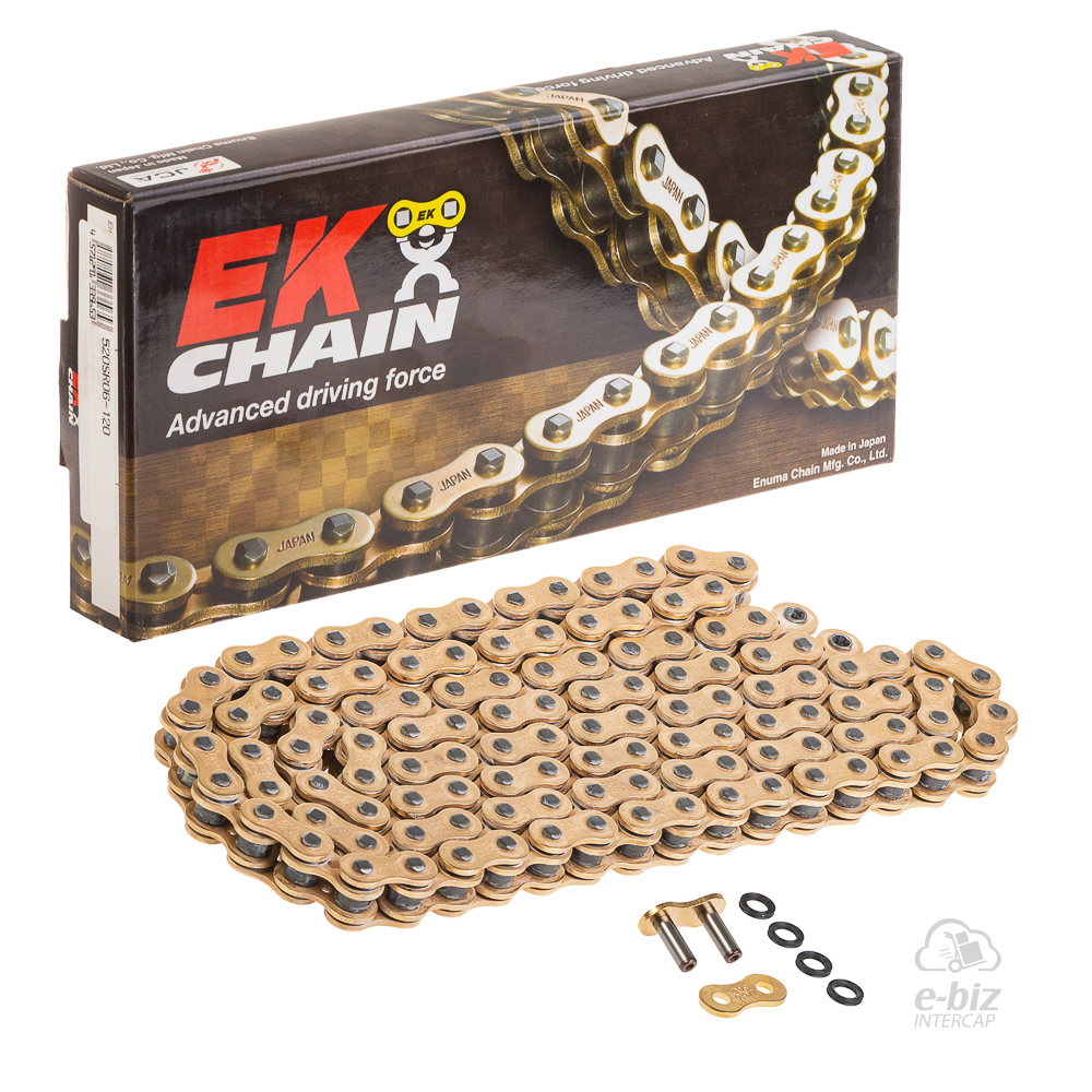 [Ek Chain] Cadena de transmision [Color: Dorado] (O-Ring) O-Ring 520-120 MLJ | (8000 lbs)