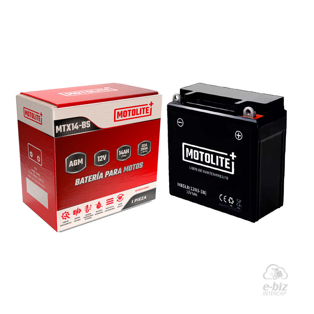 [MOTOLITE] Batería MTX14-BS TRX300 350 420 Cuatri BMW F GS 650-800 00-24, GS 1200 13-18