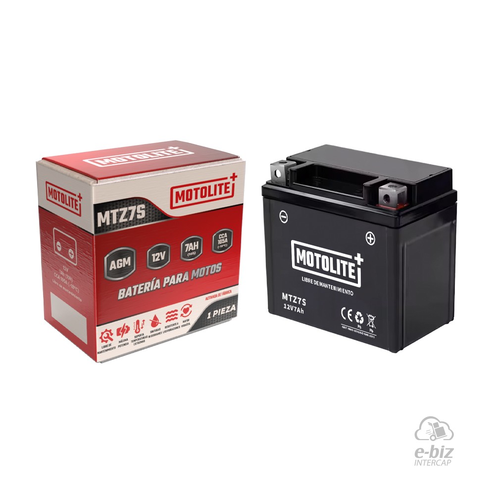 [MOTOLITE] Batería MTZ7S 250 YFM90 BMW G 450 08-11 || Honda PCX 150 18-19 || KTM EXC 530 2011, SX-F 450 16-24 || Kawasaki ZX-10R Ninja 04-19 || Yamaha WR F 450 03-24