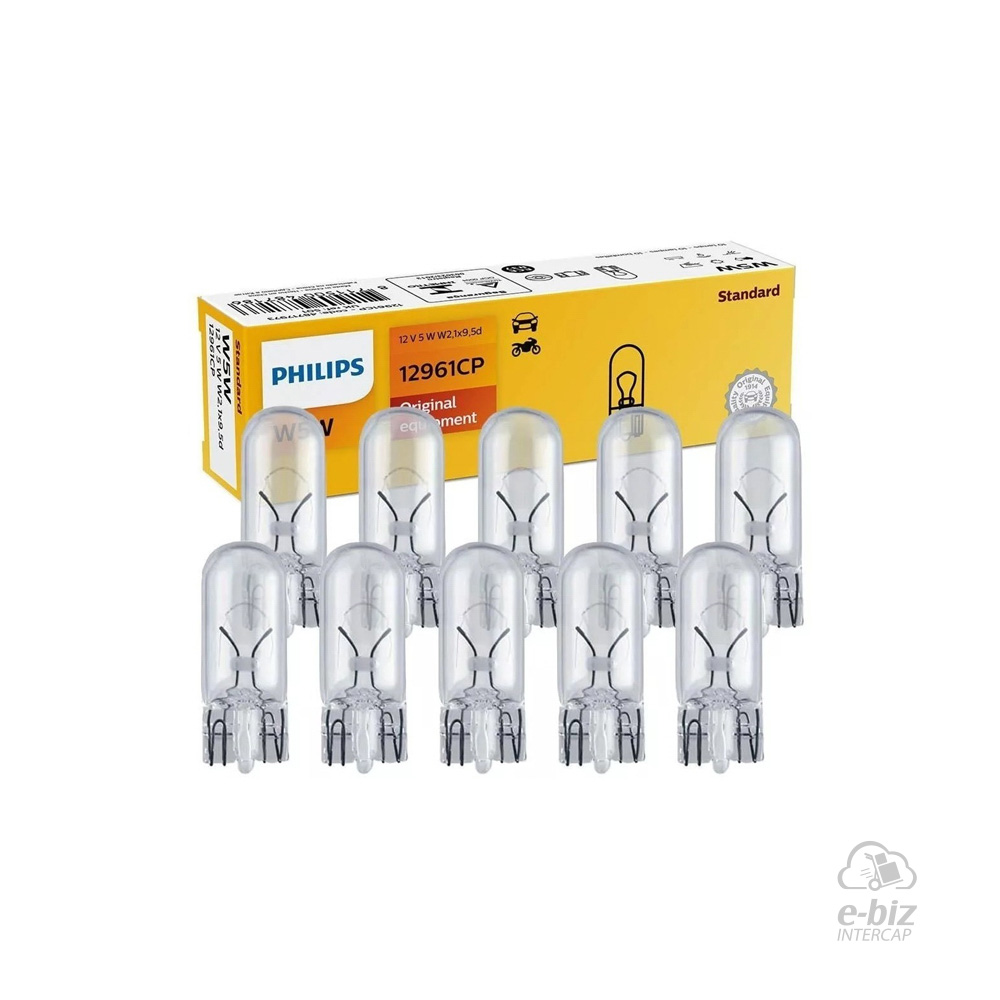 [Philips] Lámparas (5W) Caja 10 Lampara W5W 12961 12V Posicion Tablero 110 125 150 200 250 300