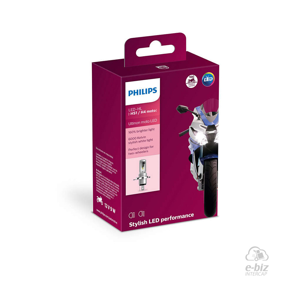 [Philips] Iluminación LED HS1 H4 11458 12V 9W Ultinon Delantera BMW G GS 310 18-24 || Bajaj Rouser NS 135 14-20 || KTM Adventure 390 20-24, Duke 390 13-24, RC 200 14-23 || Motomel Skua 150 09-24