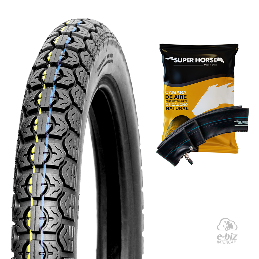 [Super Horse] Cubierta + Camara (2.50x17") | TT HDMA005 Gilera Smash 110-125 20-23 || Mondial LD 110 2021 | 43L