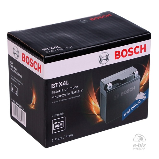 [Bosch] Batería BTX4L C105 Guerrero GT Day 70 12-24 || Honda CG Titan 125 95-01 || KTM SX-F 350 11-24