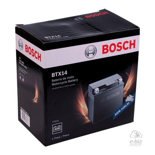 [Bosch] Batería BTX14 TRX300 350 420 Cuatri BMW F GS 650-800 00-24, GS 1200 13-18