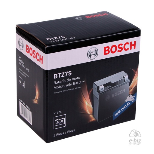 [Bosch] Batería BTZ7S 250 YFM90 BMW G 450 08-11 || Honda PCX 150 18-19 || KTM EXC 530 2011, SX-F 450 16-24 || Kawasaki ZX-10R Ninja 04-19 || Yamaha WR F 450 03-24