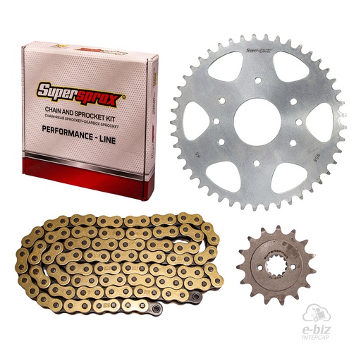 [Supersprox] Kit de transmisión [45-15:(520HX-120L)] Corona Piñon Cadena Dorada Oring Bajaj Dominar 400 17-24 || Husqvarna Svartpilen 401 18-24 || KTM Adventure 390 20-24, Duke 390 13-24