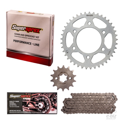[Supersprox] Kit de transmisión [41-14:(428H-128L)] Corona Piñon Cadena Reforzada Yamaha FZ16 FZ-S FI