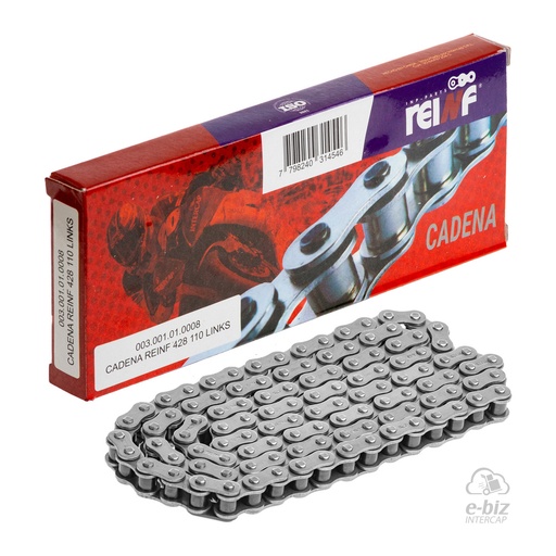[Reinf] Cadena de transmision 428-110L Inks Cerro BIX 110 05-24 || Corven Energy 110 06-15 || Gilera Smash 110-125 20-23 || Honda Biz 100-125 00-24, Biz ES 125 14-24, Biz GP 125 14-24… (+4 marcas · 5 modelos)