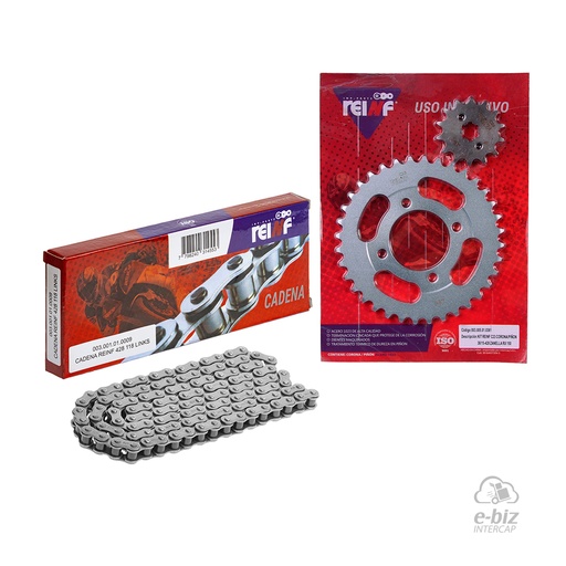 [REINF] Kit de transmisión C23 Corona Piñon 38 15-428 RX 150 Cerro CE Hunter VC 150-428-118L
