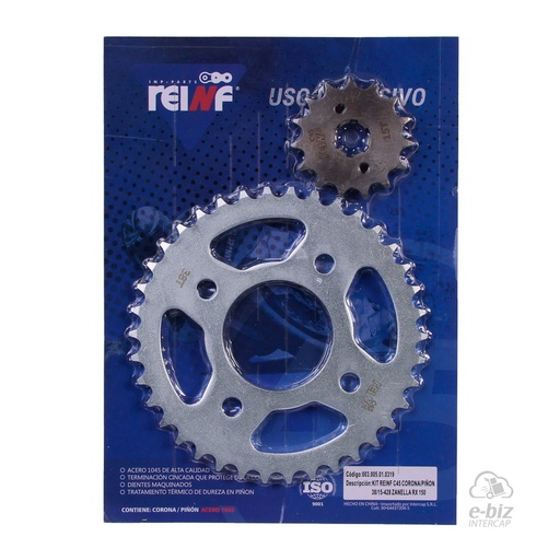 [REINF] Kit de transmisión C45 Corona Piñon 38 15-428 RX 150 Cerro CE Hunter VC