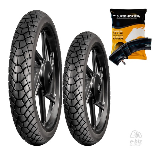 [DURTEC TIRES] Jgo de Cubiertas + Jgo de Camaras (2.50x17") UB-311 Horse Gilera Smash 110 20-23 || Mondial LD 110 2021