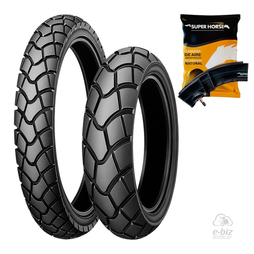 [DURTEC TIRES] Jgo de Cubiertas + Jgo de Camaras (2.75x21") UB-032 Plus Horse Kawasaki KLX L 150 15-19 || Motomel Skua 150 09-24 || Yamaha XT 225 93-01