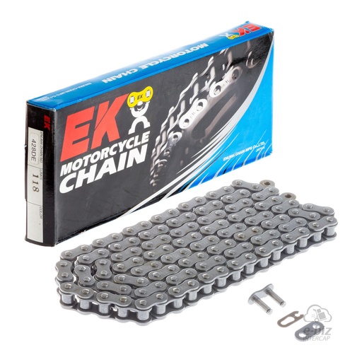 [Ek Chain] Cadena de transmision W/SPJ 428DE-118L Appia Brezza 150 2015 || Corven Hunter 150 2018 || Honda CG 150 04-24, CG Titan 125 00-01, CG Titan NEW 150 14-19, CRF 450 18-24… (+2 marcas · 4 modelos) | (4400 lbs)