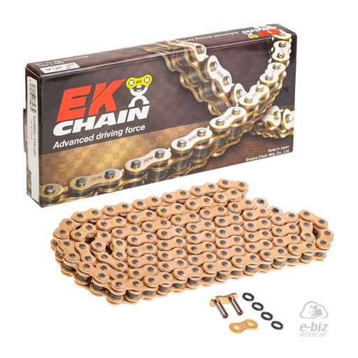 [Ek Chain] Cadena de transmision [Color: Dorado] (QX-Ring) (X-Ring) QX-Ring 520-118L MLJ | (8500 lbs)